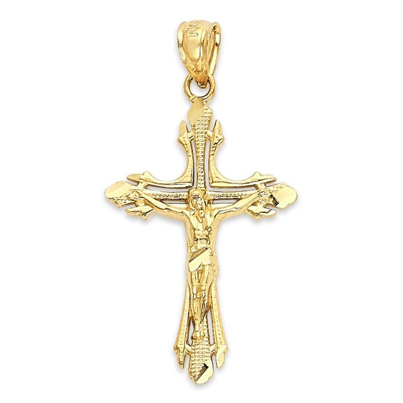 Solid 10k Gold Crucifix Pendant - Religious Jewelry for Her - Picture 1 of 5
